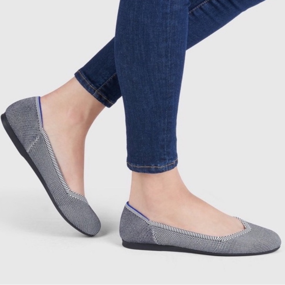 RARE Rothy's The Flat Cloud Grey Birdseye Round Toe Comfort Ballet Flats Sz 8.5